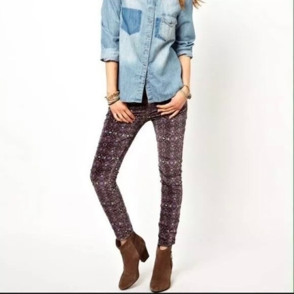 FREE People Kaleidoscope Print Velvet Pants - 26 - Picture 1 of 9
